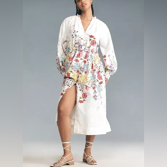 NWT | Let Me Be Long-Sleeve V-Neck Floral
A-Line Midi Dress Size 2X - Picture 10 of 11